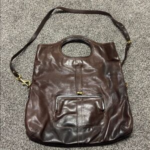 Coach Ergo Kisslock Brown Leather Convertible Bag